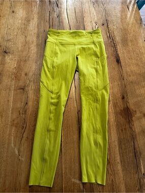 Lululemon Fast and Free leggings in golden lime